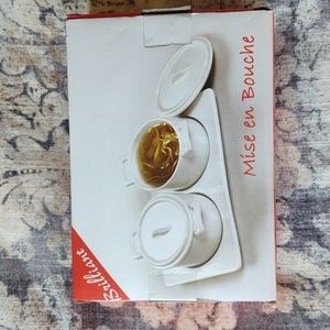 Brilliant White Porcelain Tray and 2 Covered Casseroles Set